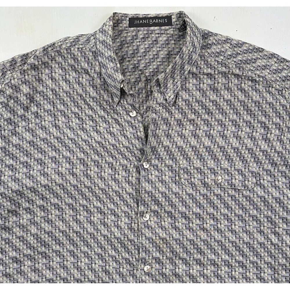 VTG 90s Jhane Barnes Abstract Shirt Men XL Geometric Intricate 3D Weave Colorful